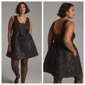 Maeve Black Floral Mini Dress